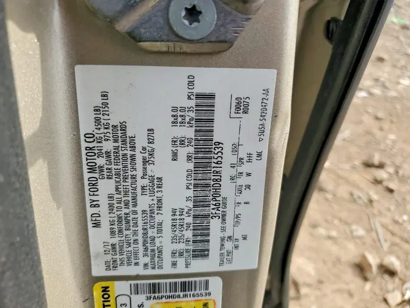 2018 FORD FUSION SE  