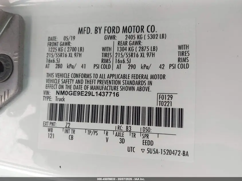 2020 FORD TRANSIT CONNECT XL PASSENGER