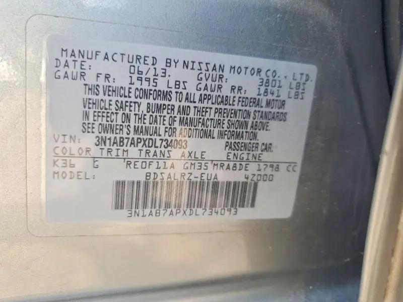 2013 NISSAN SENTRA S  