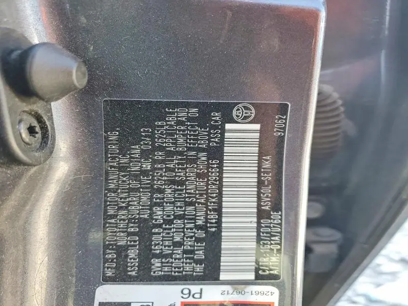 2013 TOYOTA CAMRY LE  