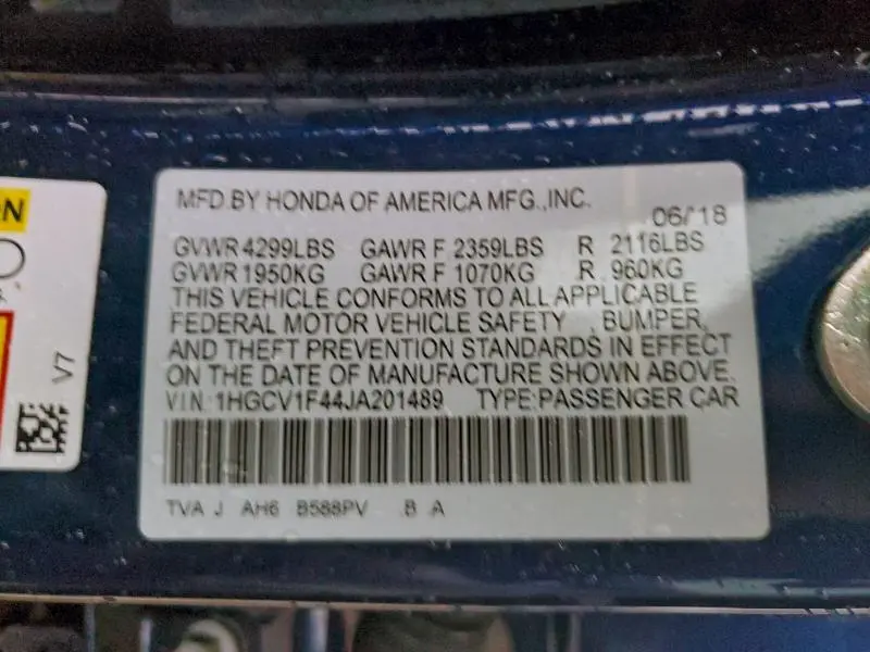 2018 HONDA ACCORD EX  