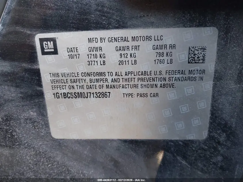 2018 CHEVROLET CRUZE LS AUTO