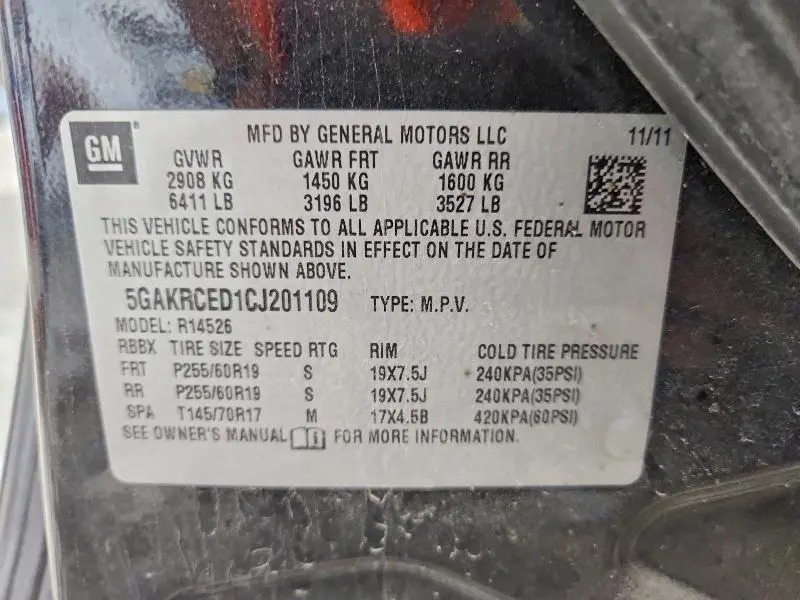 2012 BUICK ENCLAVE   