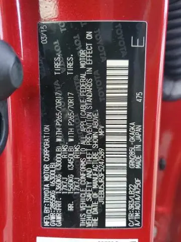 2015 TOYOTA 4RUNNER SR5/SR5 PREMIUM  