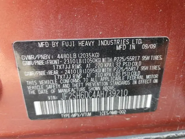 2010 SUBARU FORESTER 2.5X LIMITED