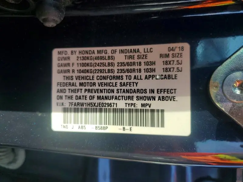 2018 HONDA CR-V EX  