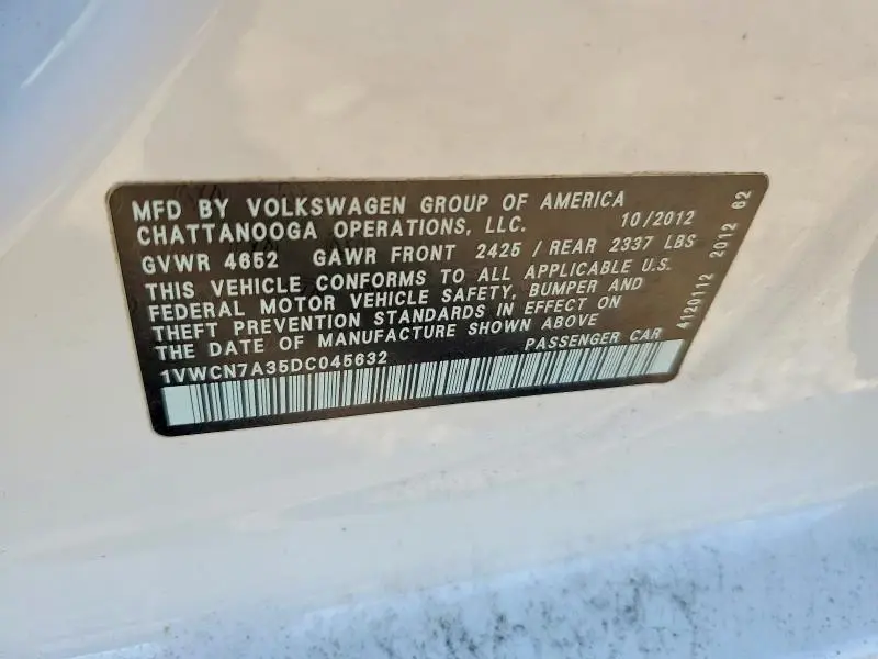 2013 VOLKSWAGEN PASSAT SEL  