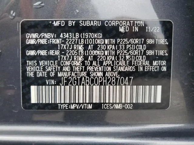 2023 SUBARU CROSSTREK   