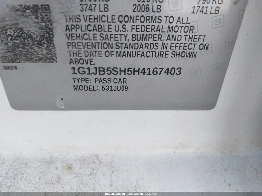 2017 CHEVROLET SONIC LS AUTO