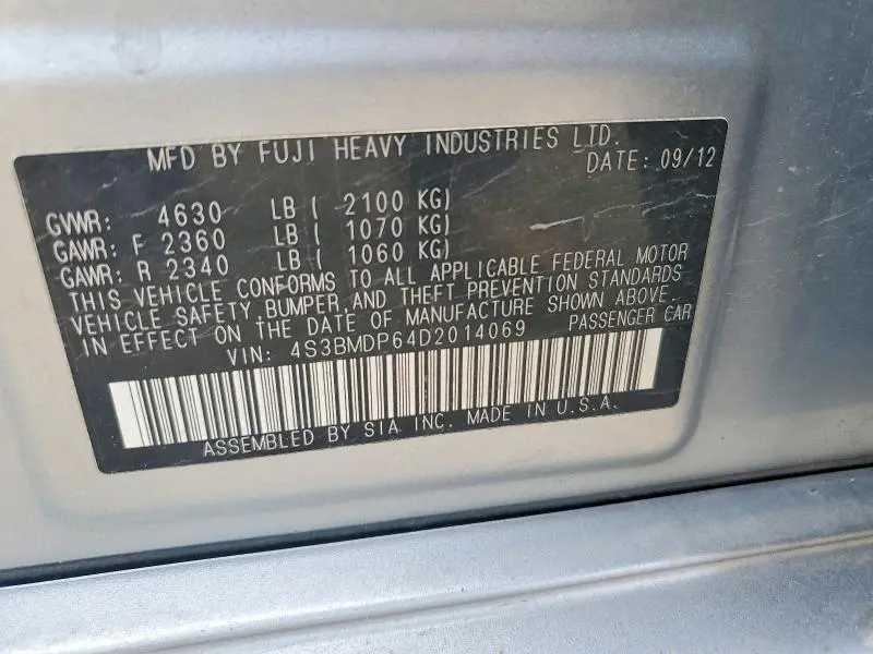 2013 SUBARU LEGACY   