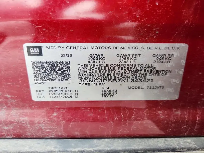 2019 CHEVROLET TRAX 1LT  