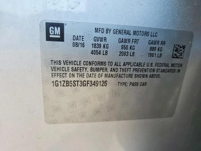 2016 CHEVROLET MALIBU LS  