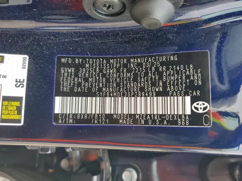 2025 TOYOTA COROLLA LE  