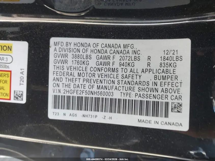 2022 HONDA CIVIC SPORT