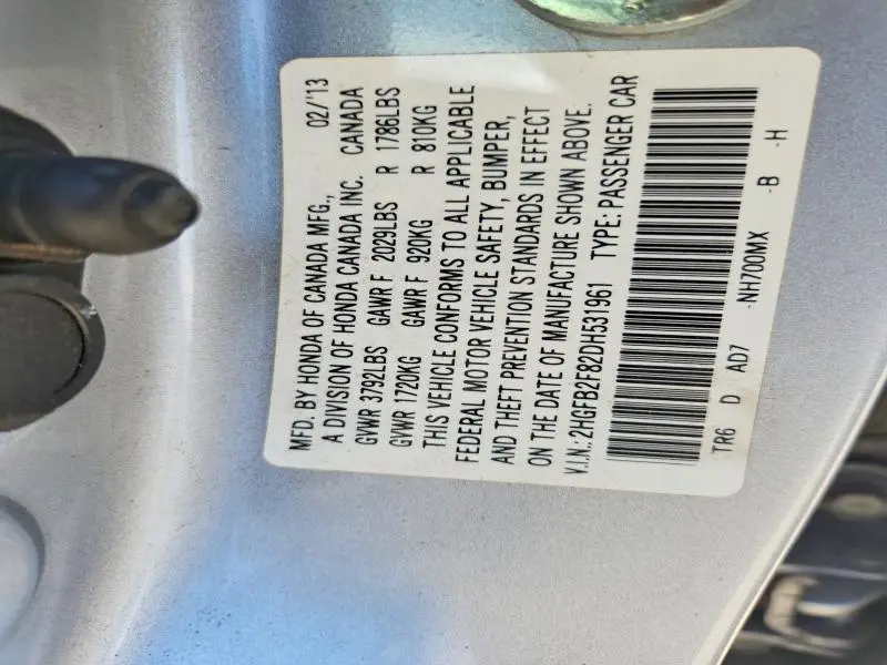 2013 HONDA CIVIC EX  