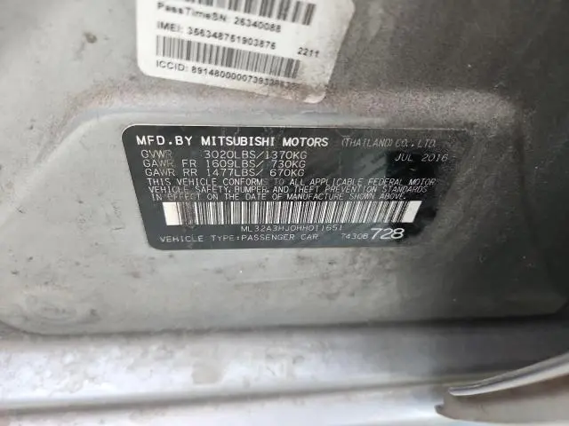 2017 MITSUBISHI MIRAGE ES  