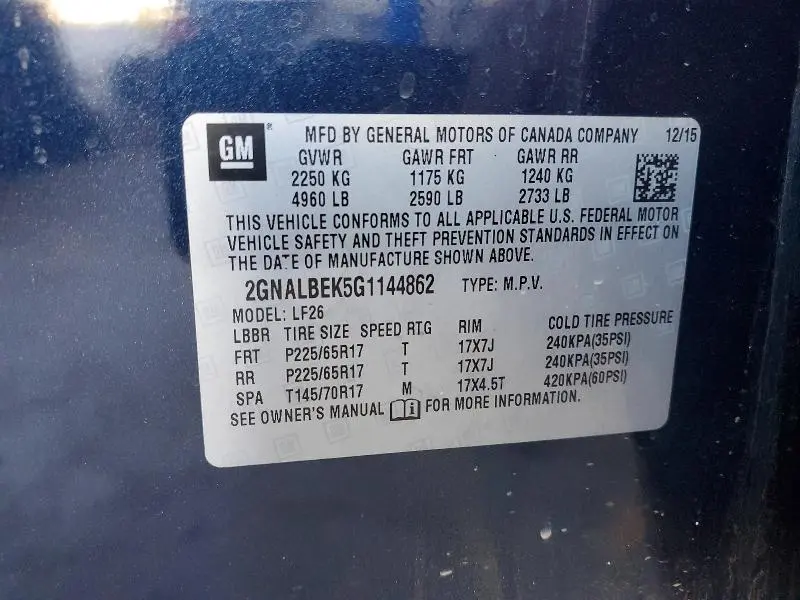 2016 CHEVROLET EQUINOX LS  