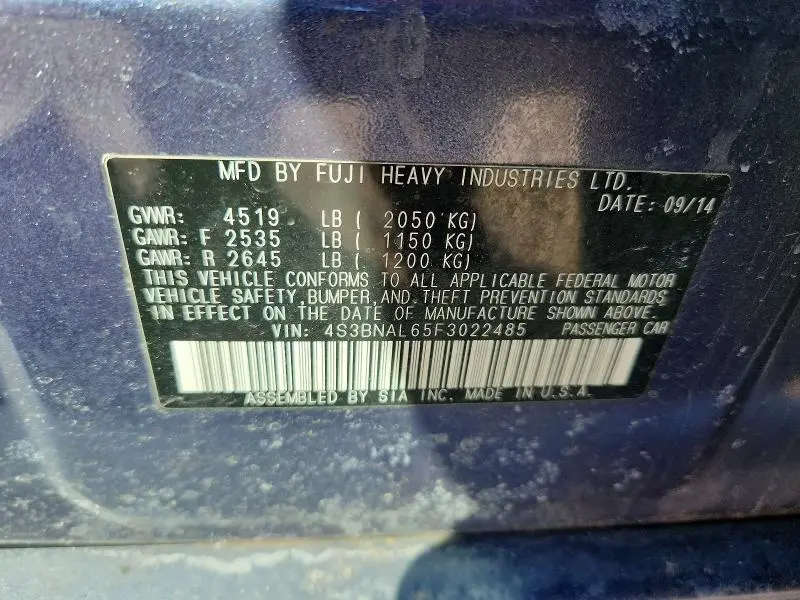 2015 SUBARU LEGACY 2.5I LIMITED  