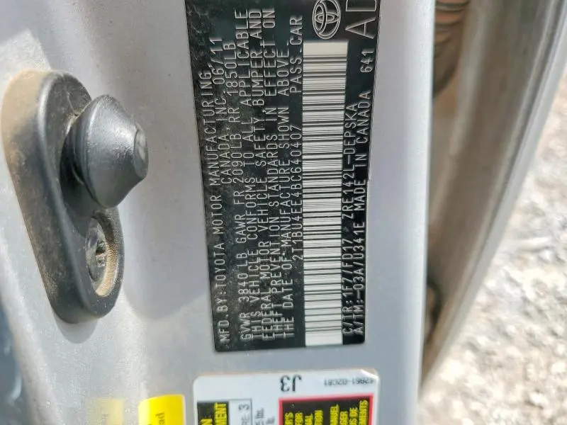 2011 TOYOTA COROLLA S  