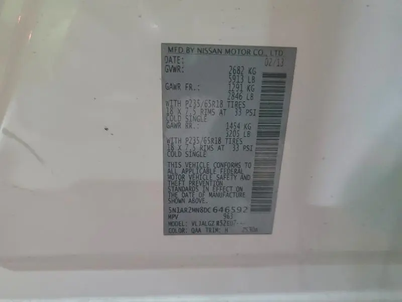 2013 NISSAN PATHFINDER S  