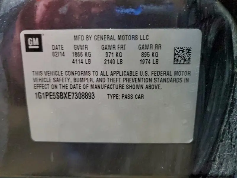 2014 CHEVROLET CRUZE LT  