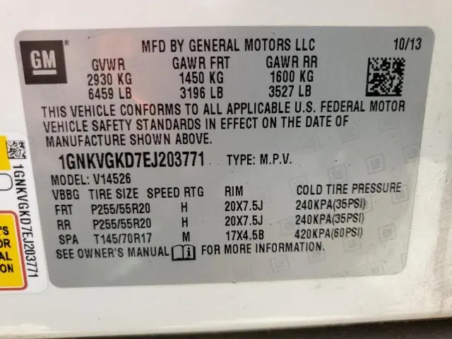 2014 CHEVROLET TRAVERSE LT  