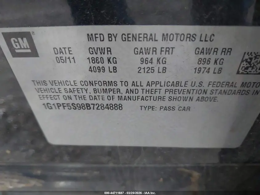 2011 CHEVROLET CRUZE 1LT