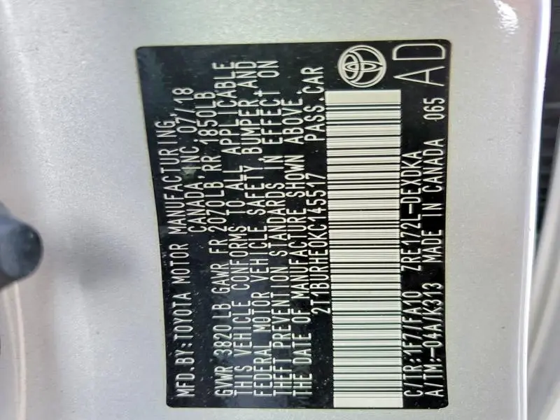 2019 TOYOTA COROLLA L  