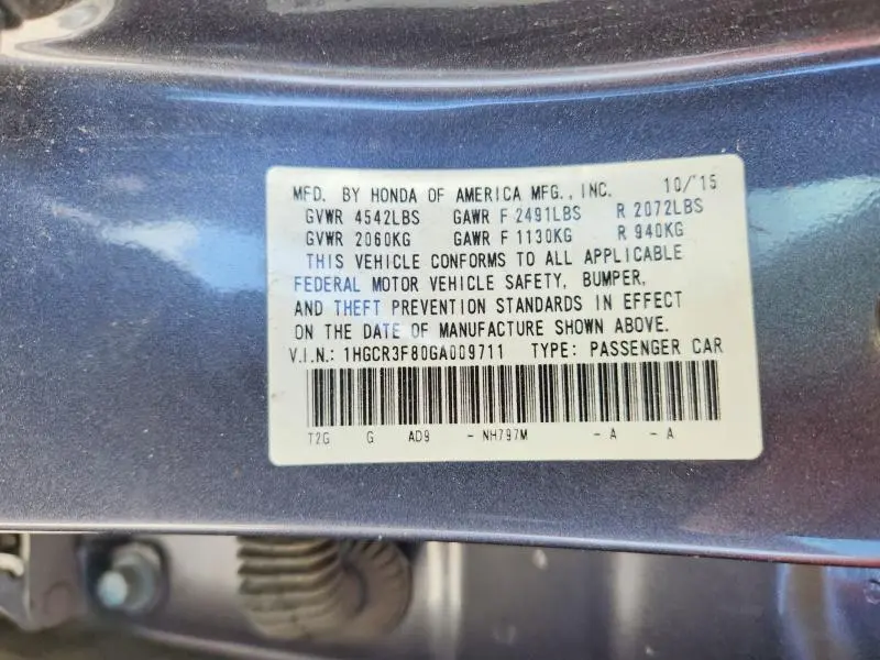 2016 HONDA ACCORD EXL  