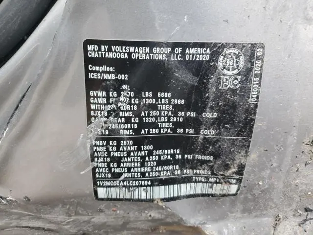 2020 VOLKSWAGEN ATLAS CROSS SPORT SEL  