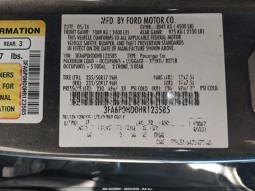 2017 FORD FUSION SE