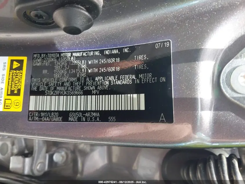 2019 TOYOTA HIGHLANDER XLE