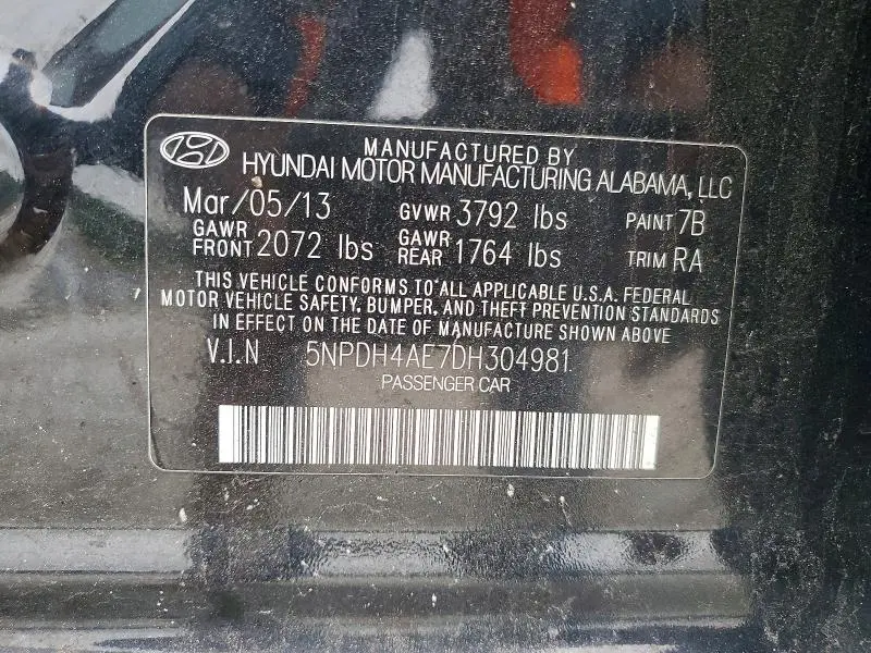2013 HYUNDAI ELANTRA GLS  