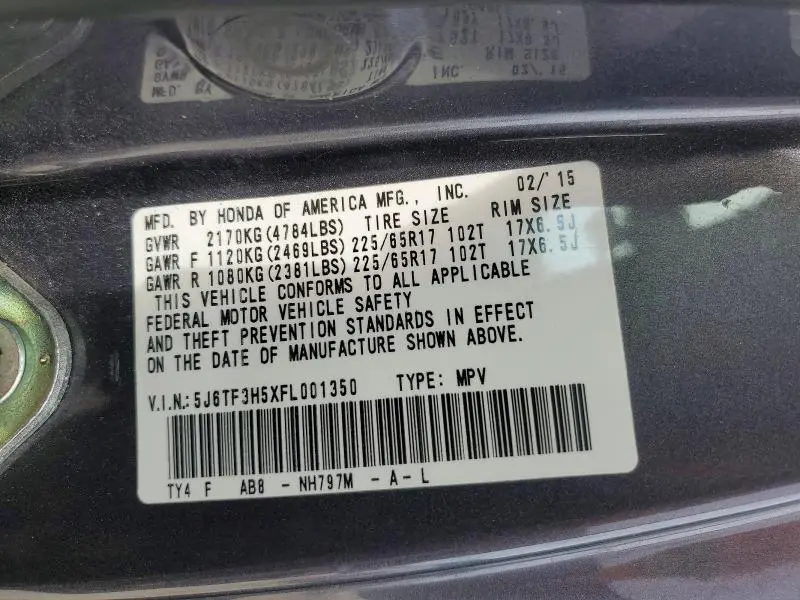 2015 HONDA CROSSTOUR EXL  