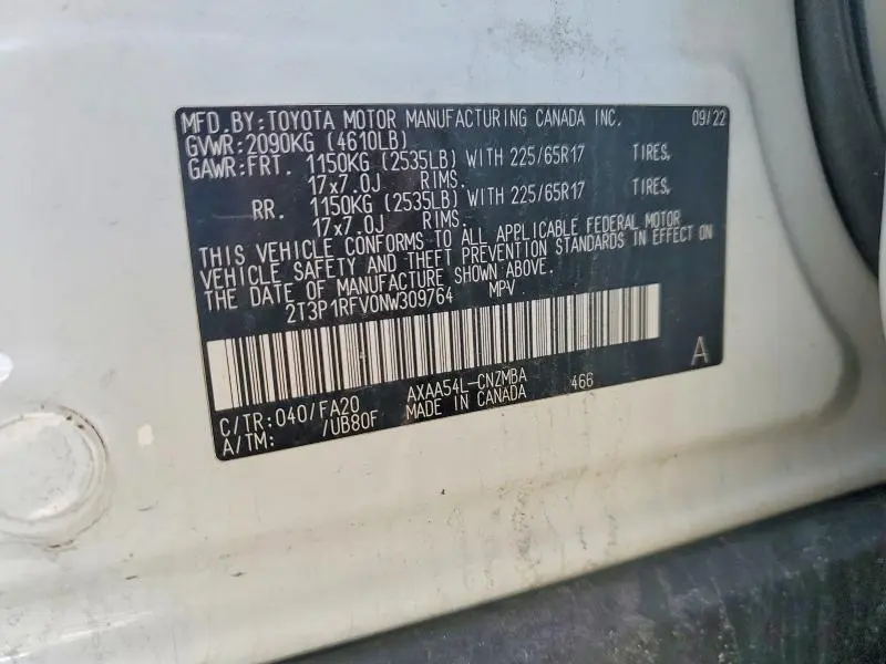 2022 TOYOTA RAV4 XLE  