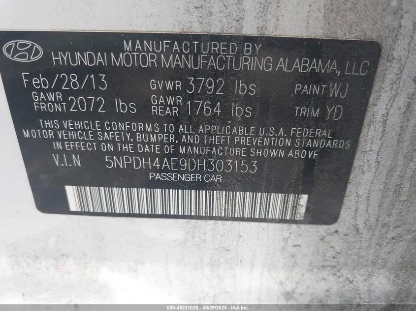 2013 HYUNDAI ELANTRA GLS