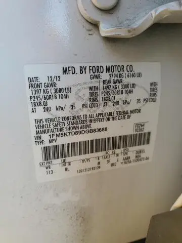 2013 FORD EXPLORER XLT  