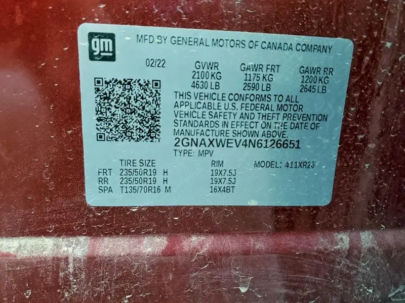 2022 CHEVROLET EQUINOX RS  