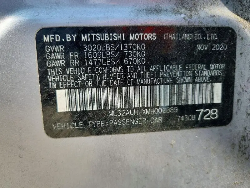2021 MITSUBISHI MIRAGE ES  