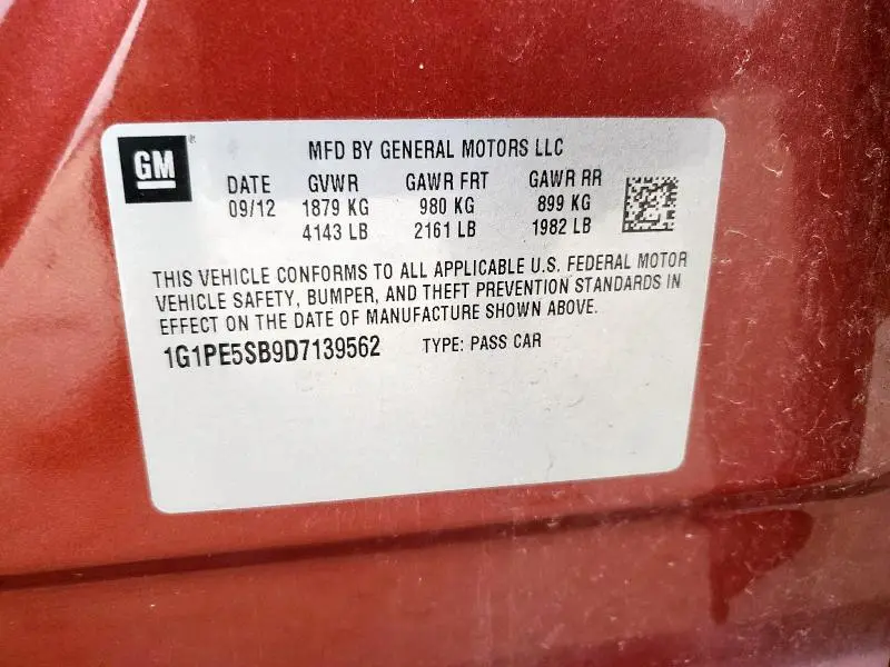 2013 CHEVROLET CRUZE LT  