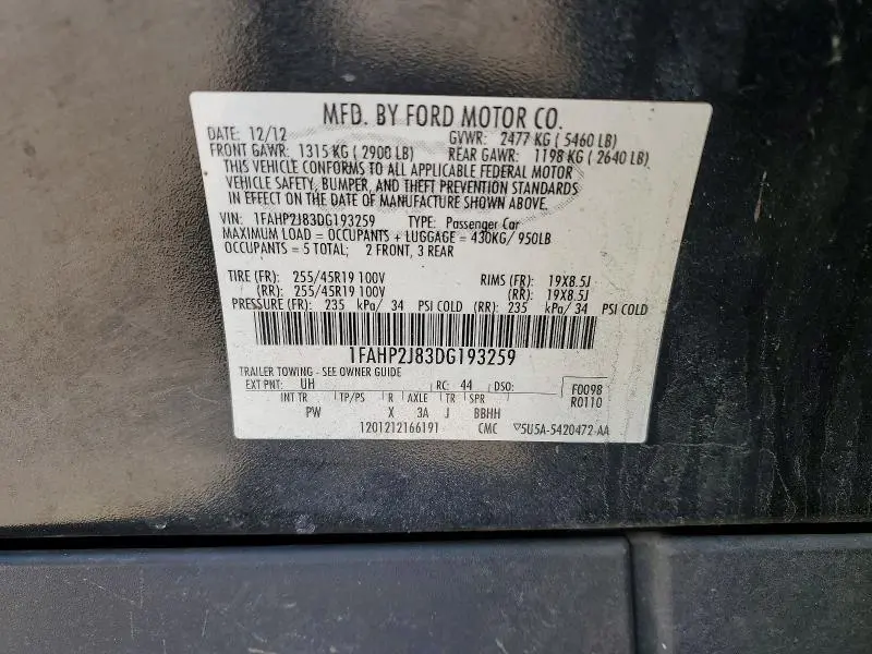 2013 FORD TAURUS LIMITED  