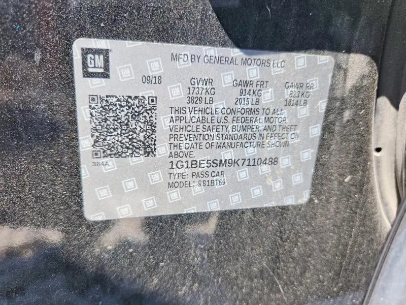 2019 CHEVROLET CRUZE LT  