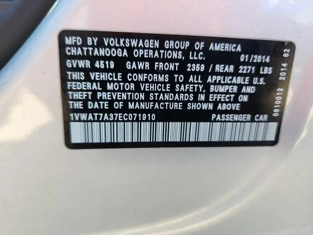 2014 VOLKSWAGEN PASSAT S  