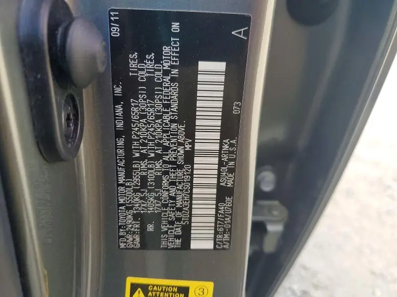 2012 TOYOTA HIGHLANDER BASE  