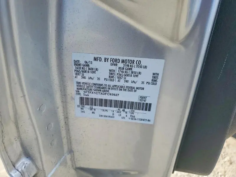 2013 FORD F150 SUPER CAB  