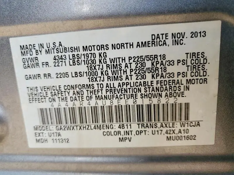 2014 MITSUBISHI OUTLANDER SE  