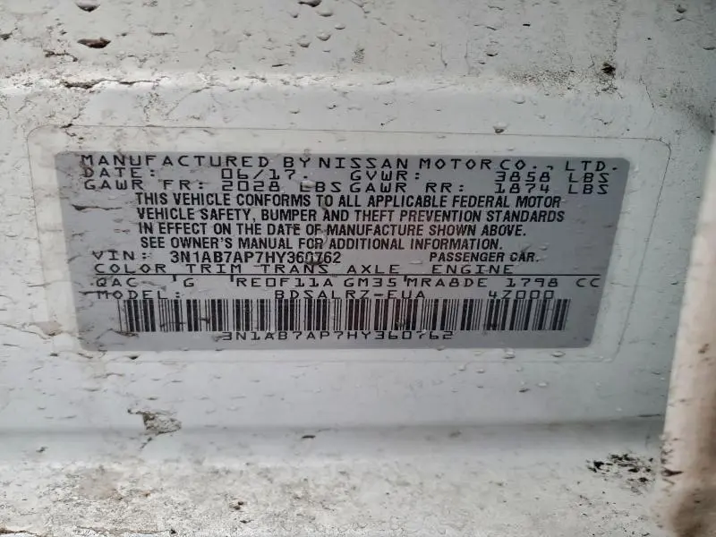 2017 NISSAN SENTRA S  