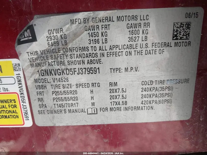 2015 CHEVROLET TRAVERSE 1LT