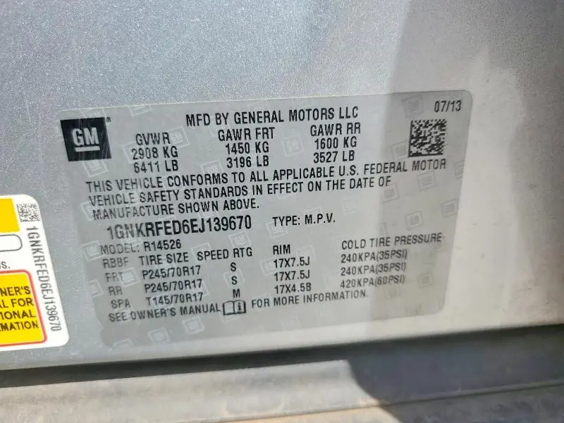 2014 CHEVROLET TRAVERSE LS  
