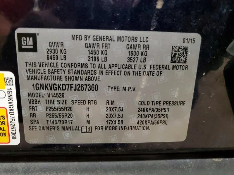 2015 CHEVROLET TRAVERSE LT  